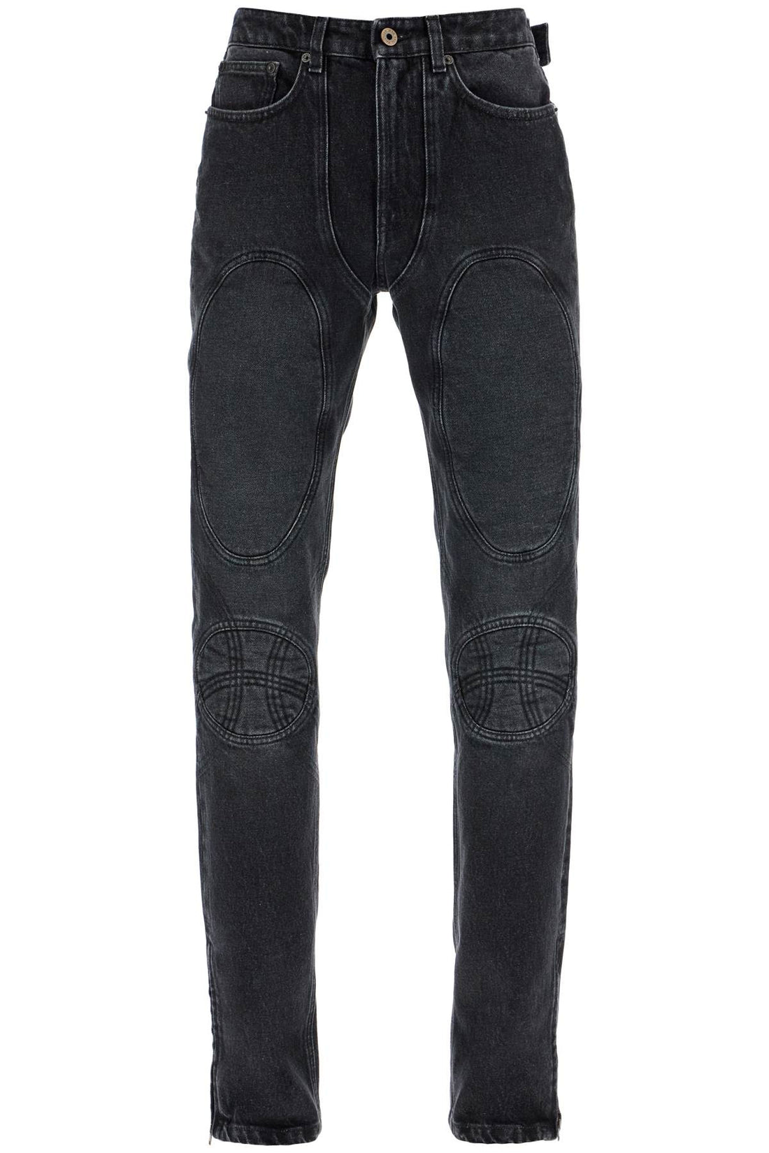 jeans with padded inlays and lace-up