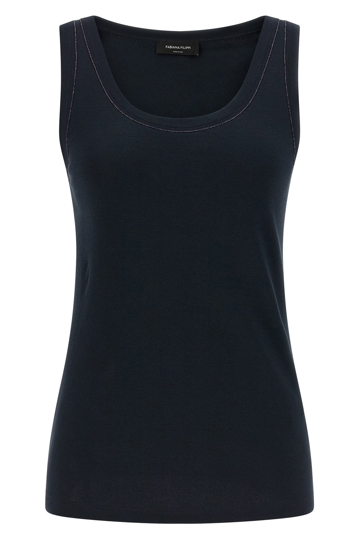 sleeveless top in slightly stretch cotton blend