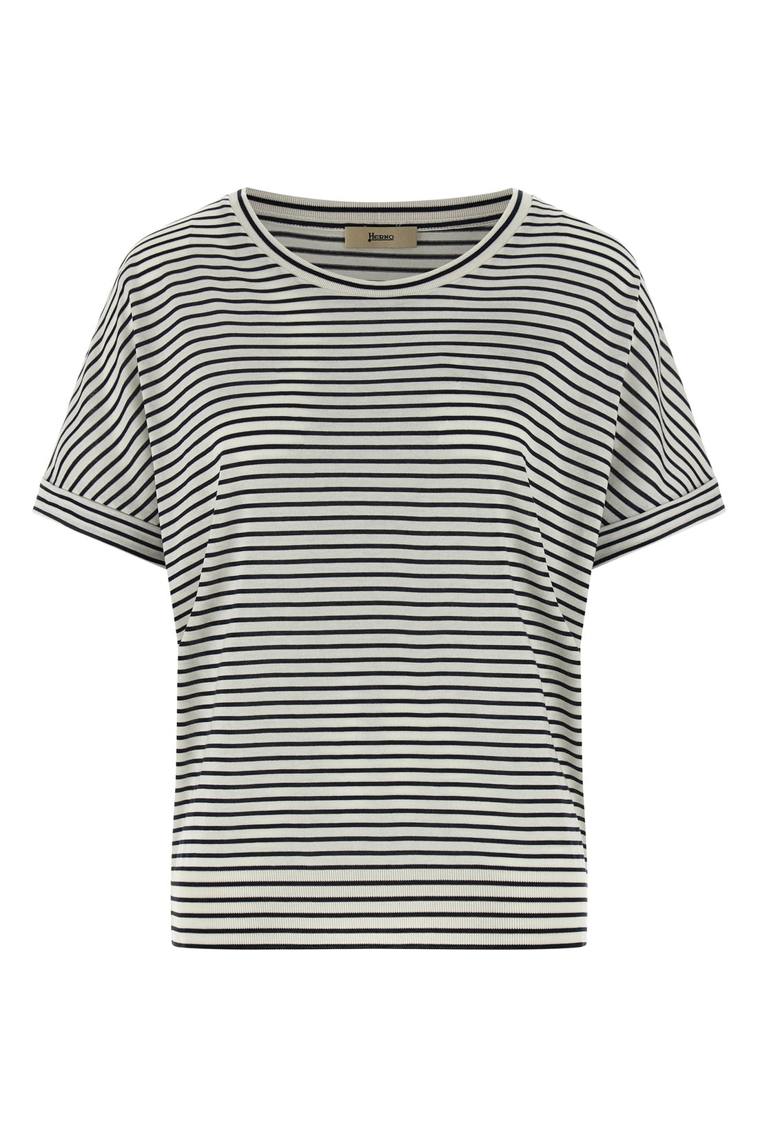 HERNO L striped lyocell and cotton blend t-shirt