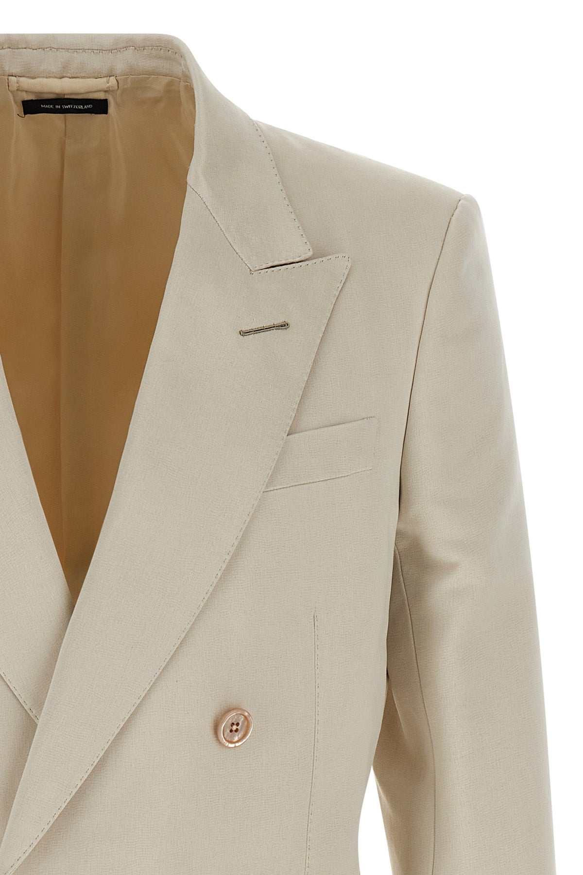 double-breasted cotton and silk blazer