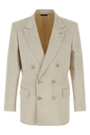 double-breasted cotton and silk blazer