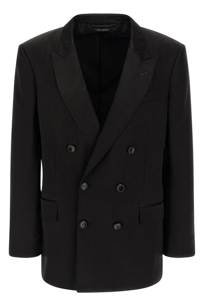 blazer in viscose blend and glossy fluid silk