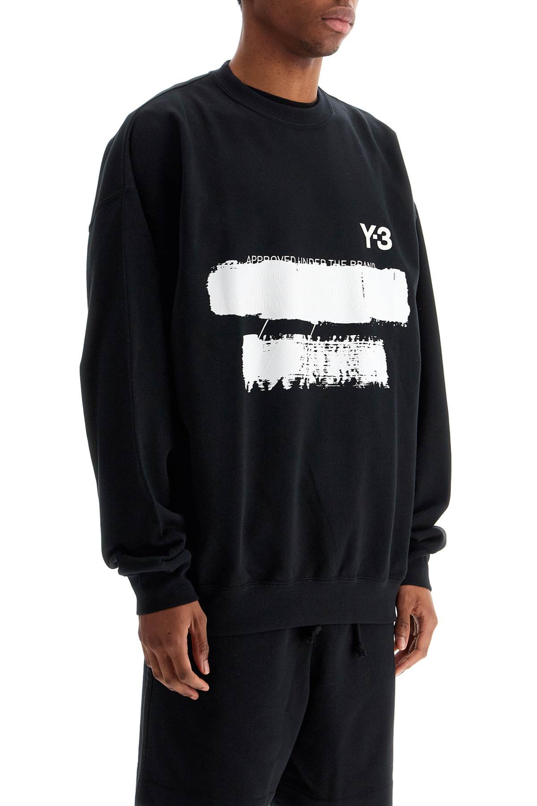 black cotton sweatshirt with text graphic