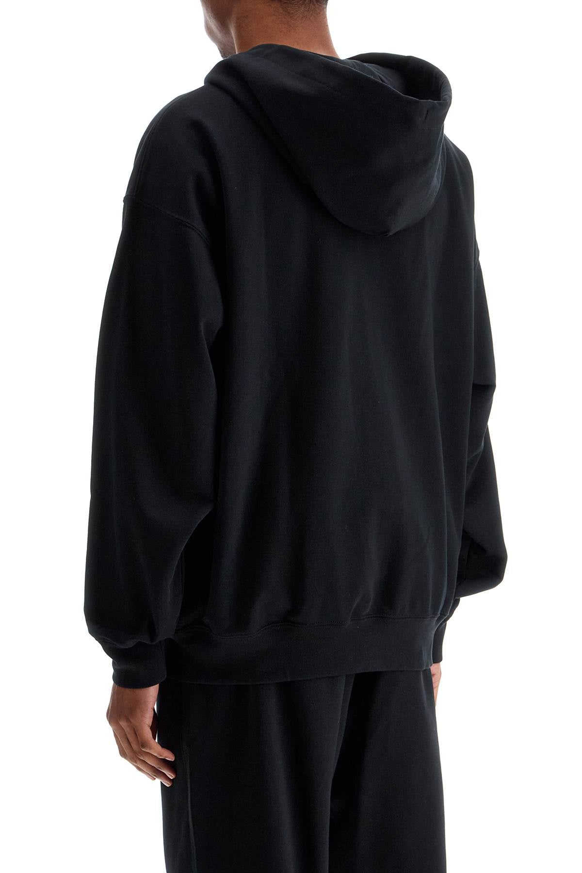 black cotton zip hoodie