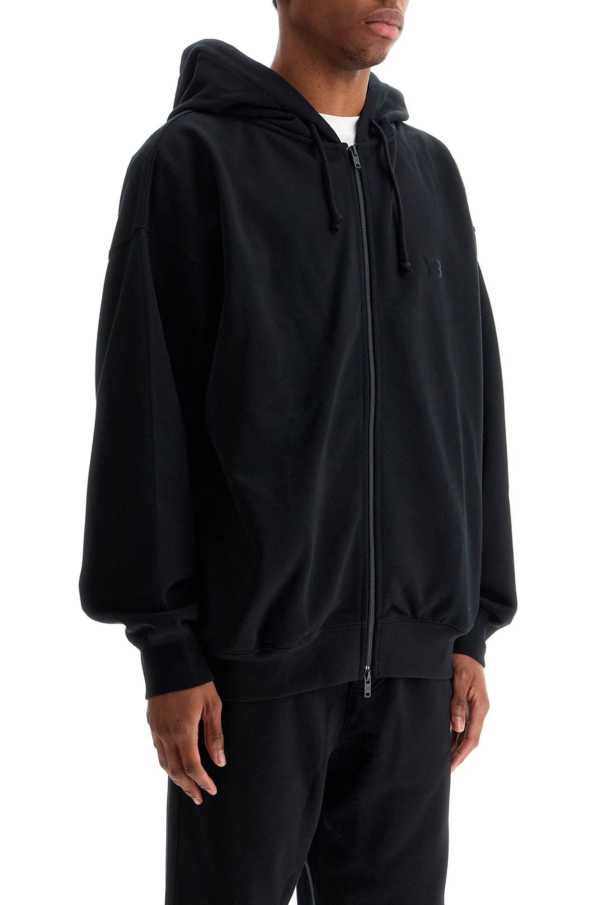 black cotton zip hoodie