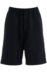 high-waisted black cotton sports shorts