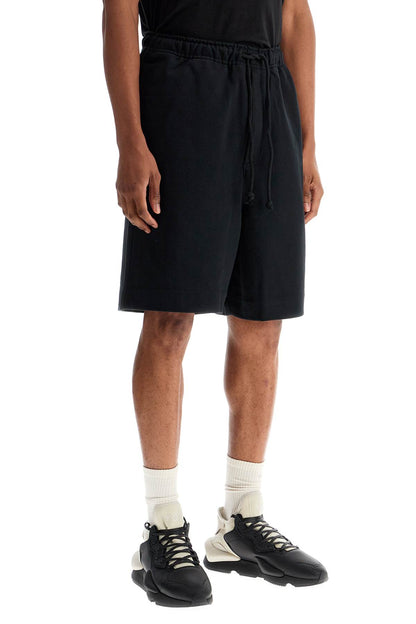 high-waisted black cotton sports shorts