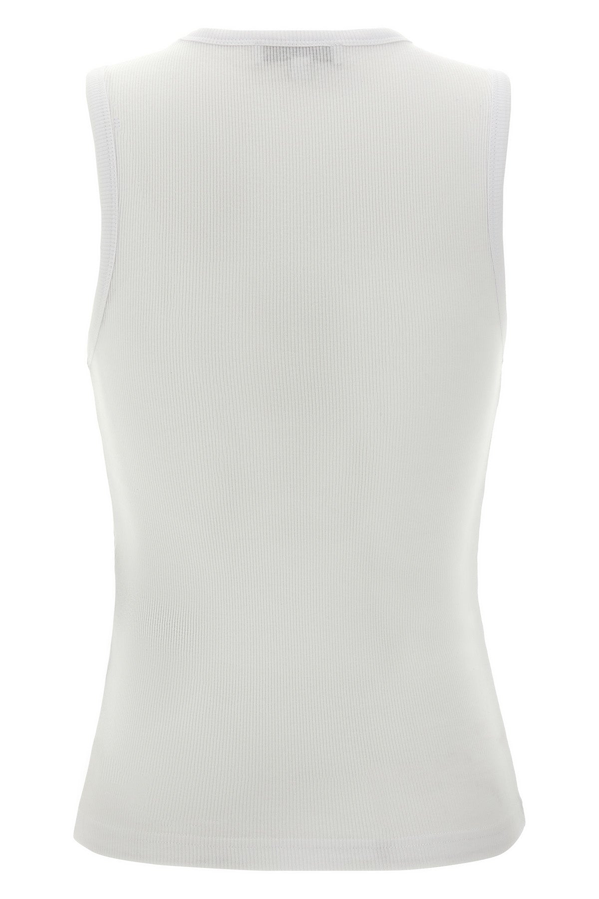 anchor embroidery sleeveless ribbed cotton top