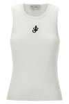 anchor embroidery sleeveless ribbed cotton top