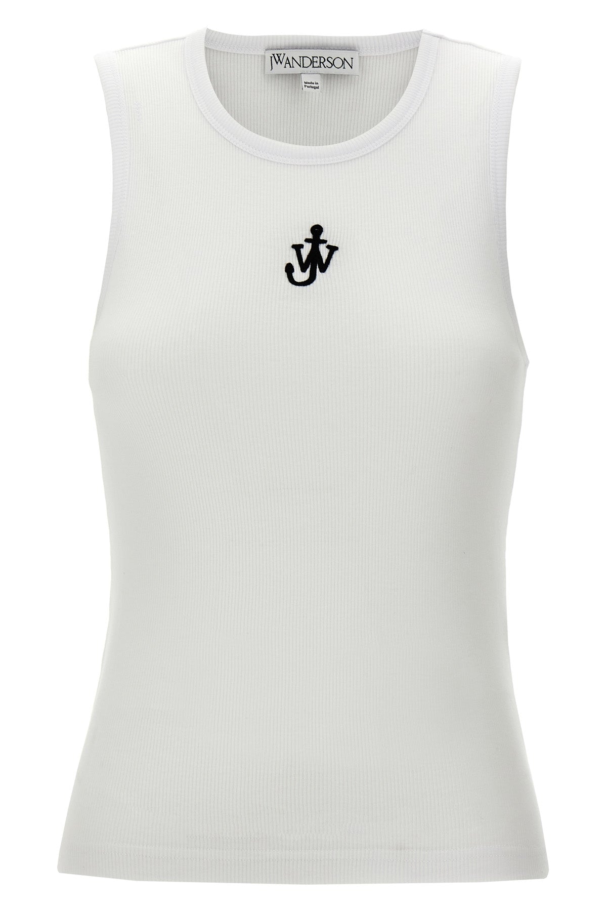 anchor embroidery sleeveless ribbed cotton top
