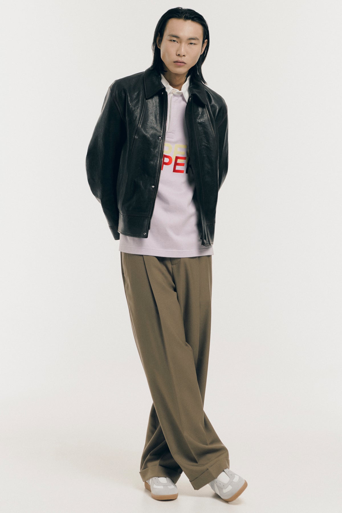 washed jersey polo shirt