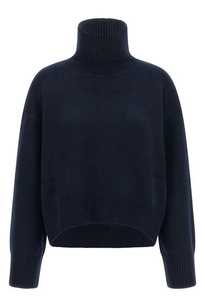the loulou studio jonah turtleneck jersey in navy blue redefines the codes of