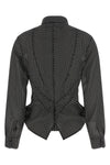 polka dot patterned silk-effect fabric shirt
