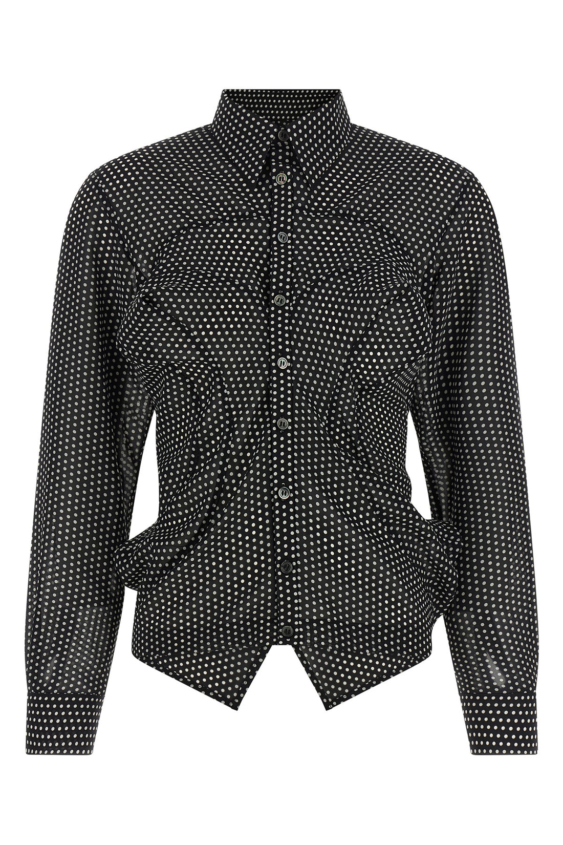 JUNYA WATANABE L polka dot patterned silk-effect fabric shirt