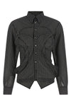 polka dot patterned silk-effect fabric shirt
