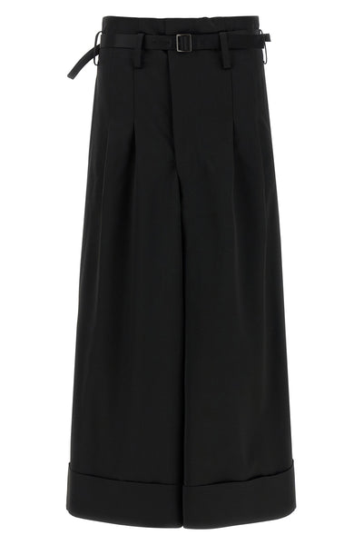 shiny satin-effect wool blend pants