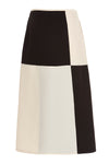 q 17 mc color block viscose and silk midi skirt