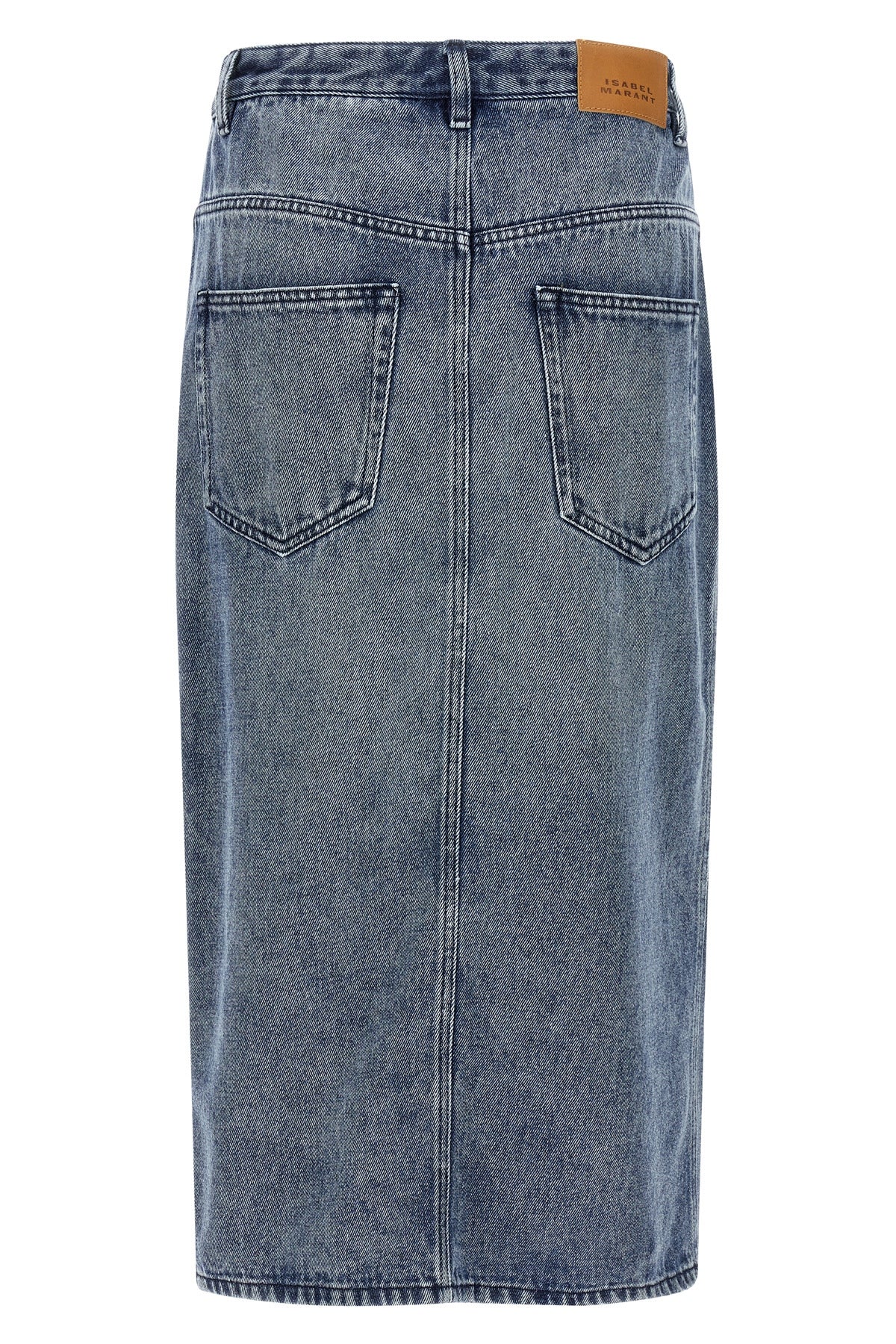 tilauria midi skirt in delavé cotton blend denim