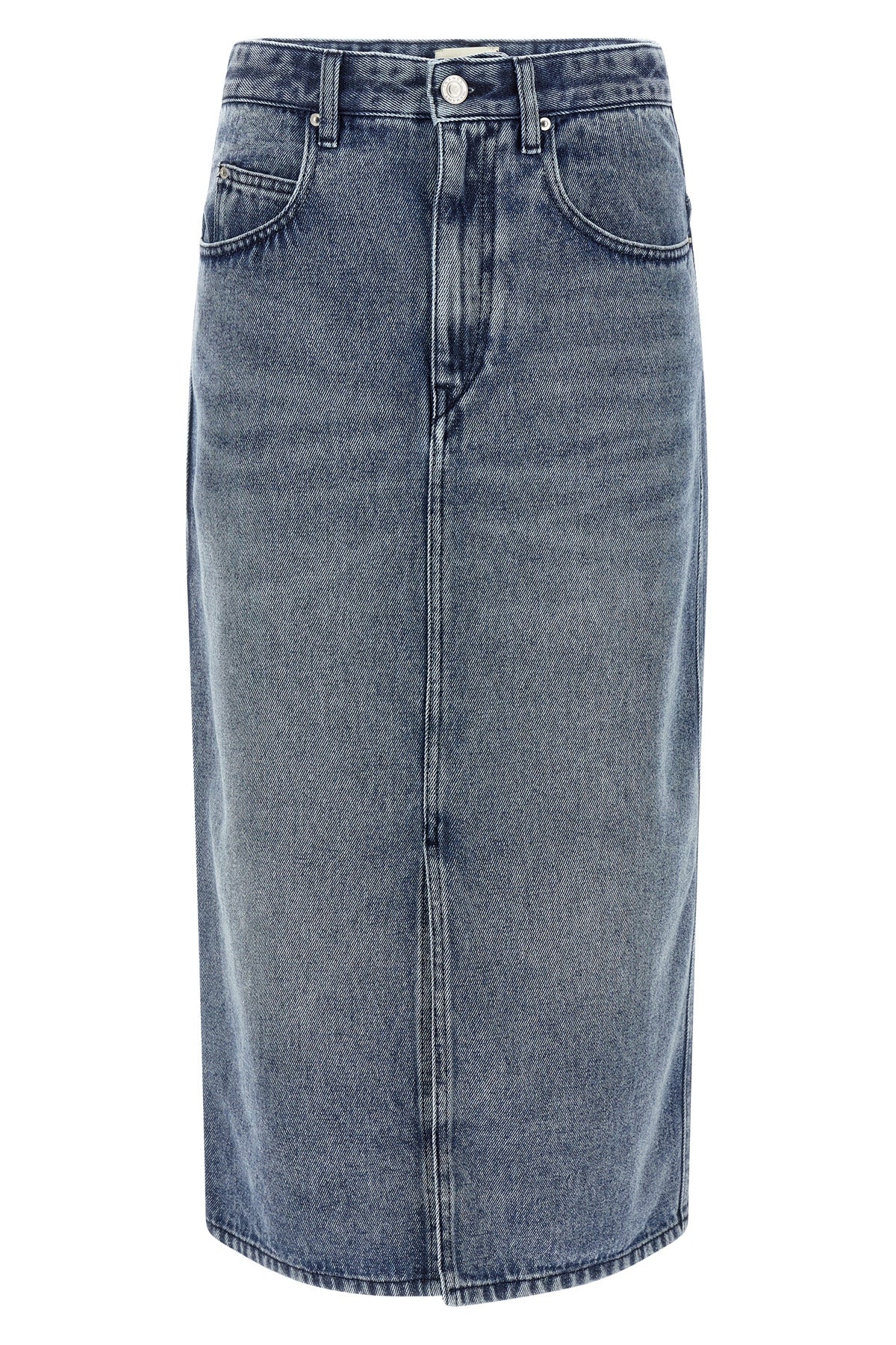 tilauria midi skirt in delavé cotton blend denim