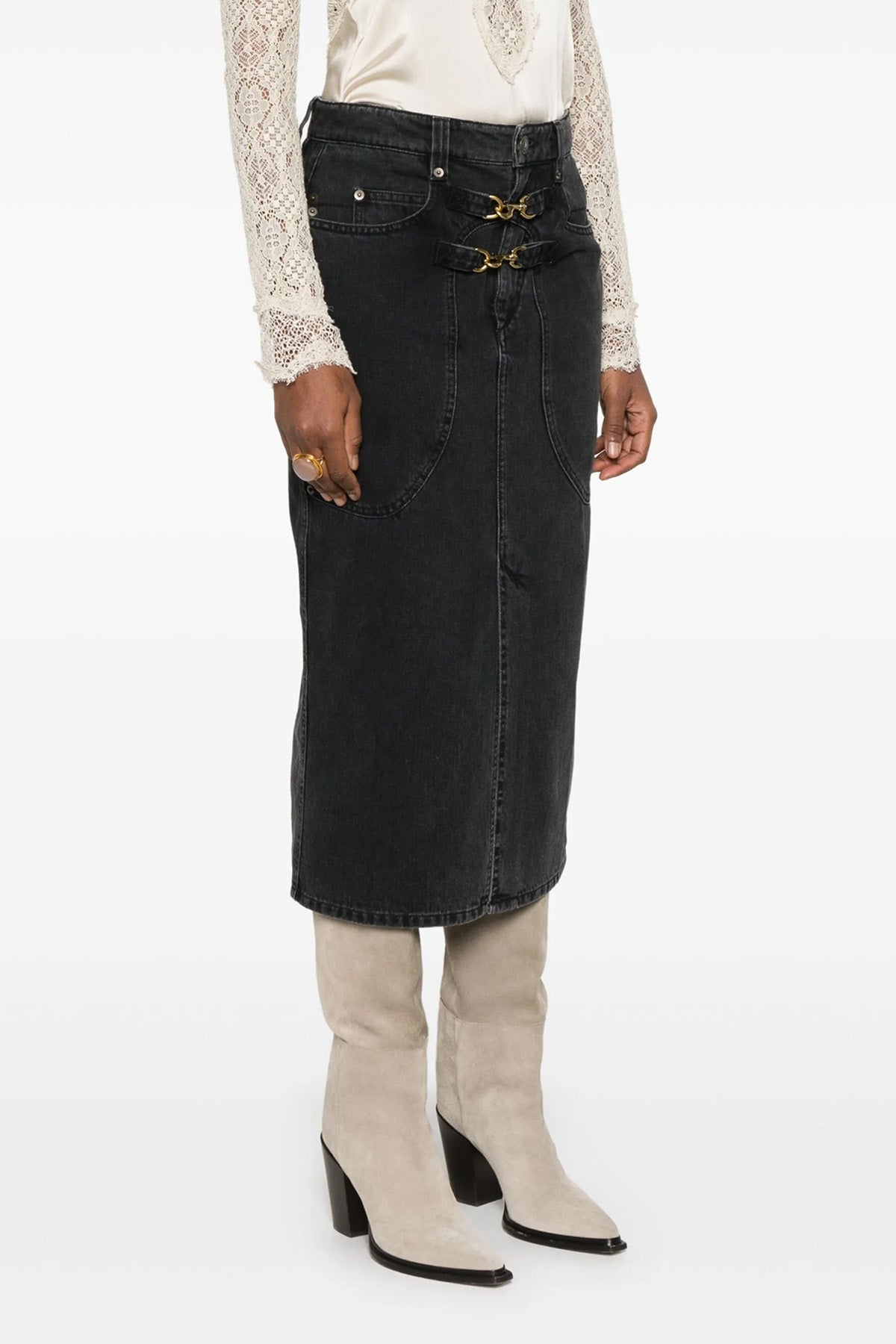 pavina midi skirt in cotton denim
