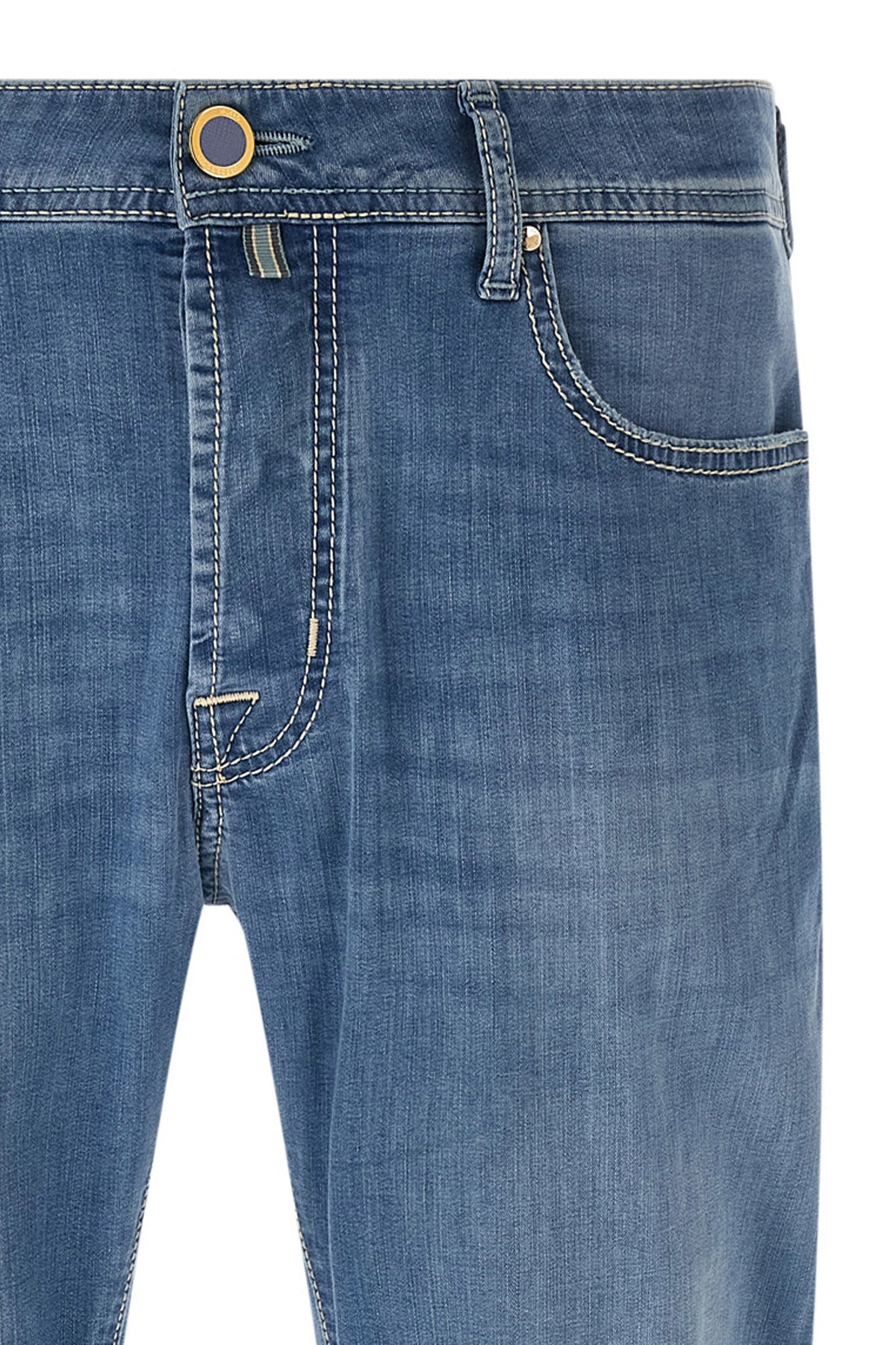 bard used-effect stonewashed cotton denim jeans
