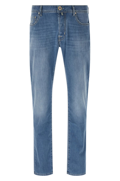 bard used-effect stonewashed cotton denim jeans