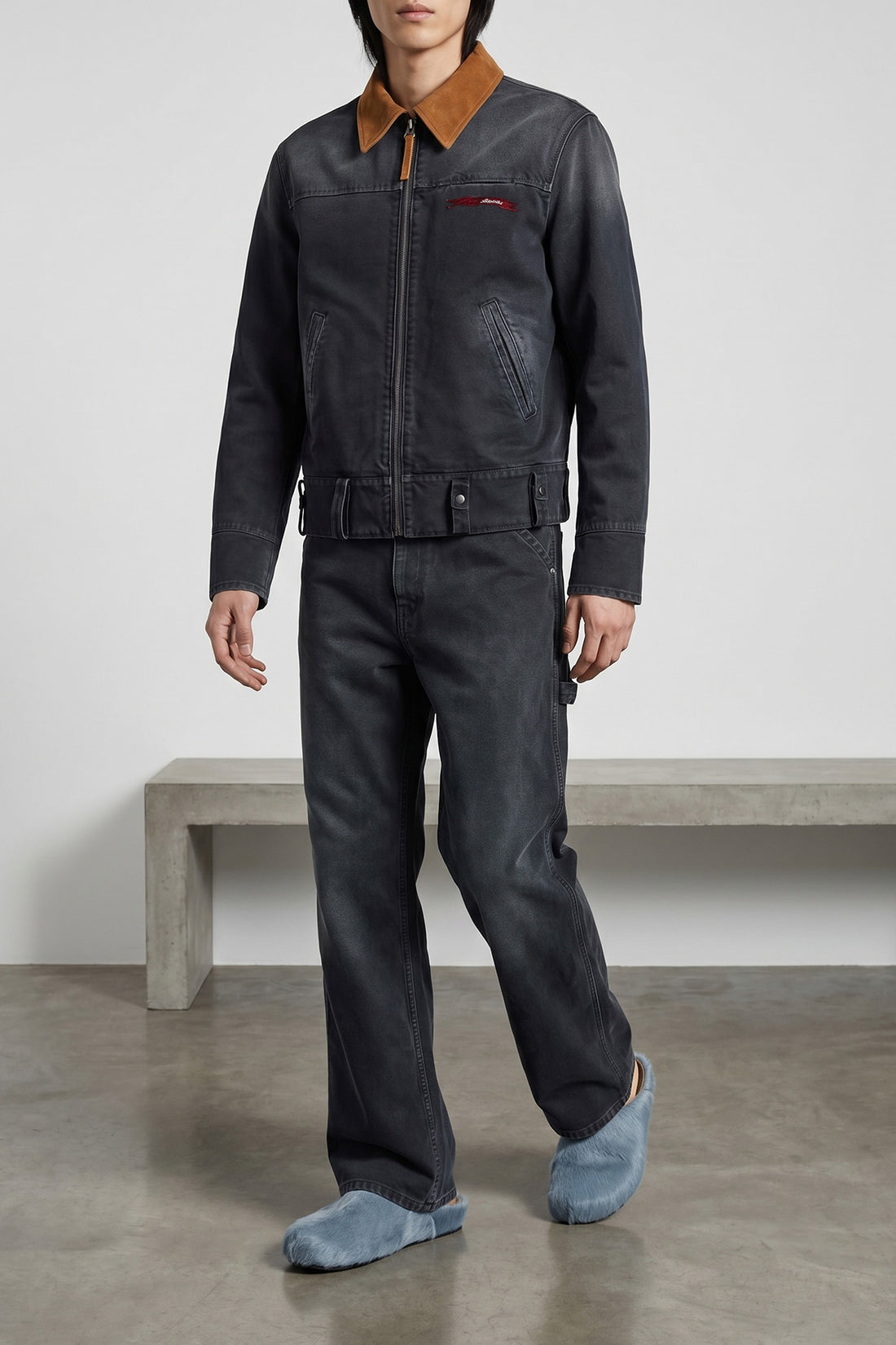 MARNI 52 compact cotton canvas jacket dyed in a used-effect garment