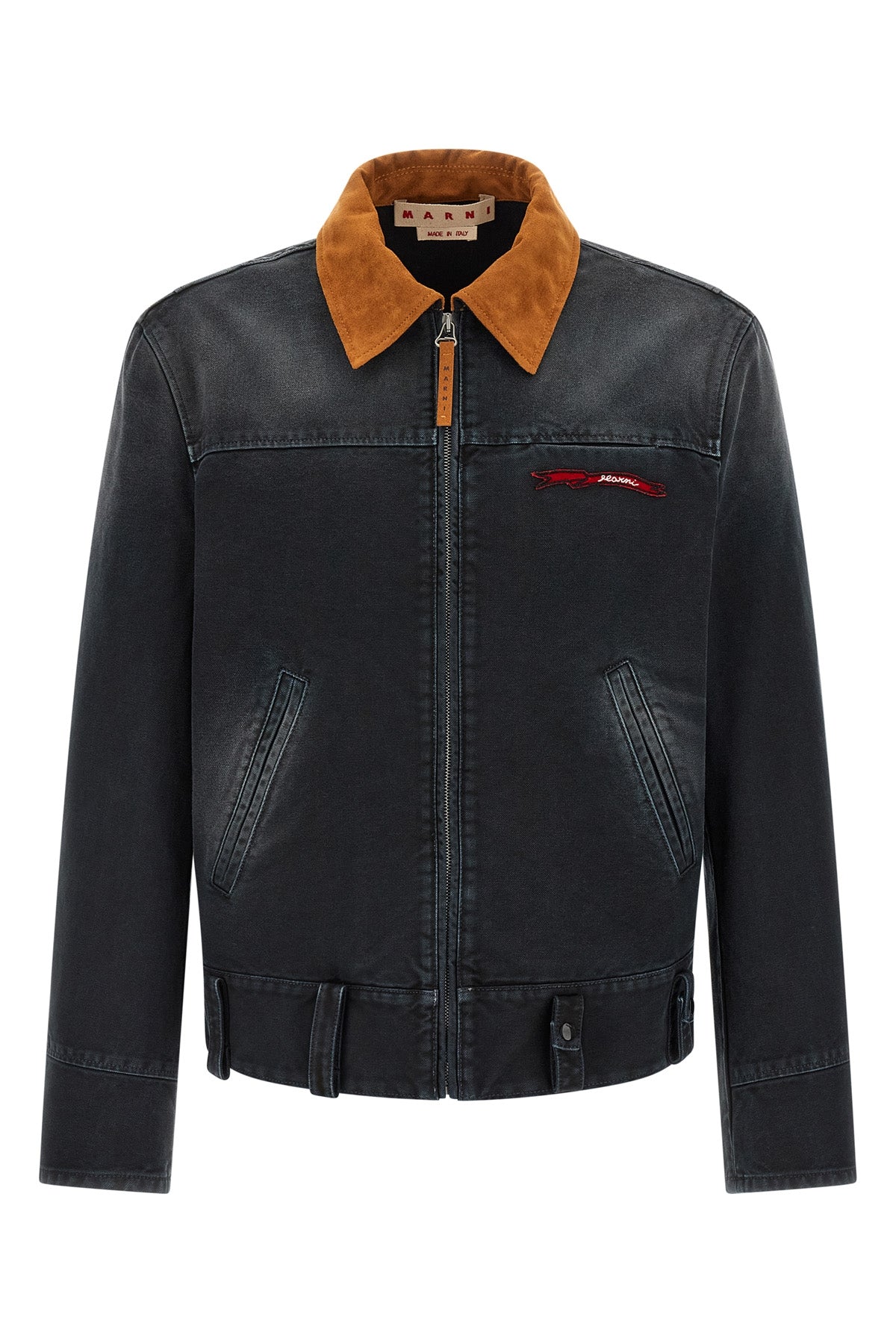 compact cotton canvas jacket dyed in a used-effect garment