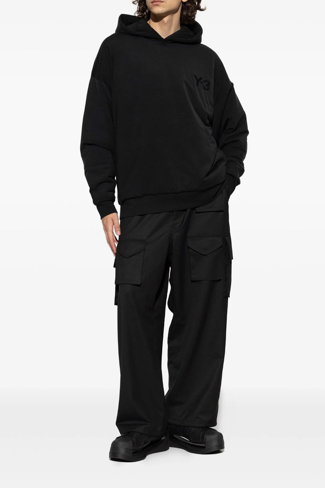 Y-3 L y-3 padded hoodie in lyocell and elastane blend padded