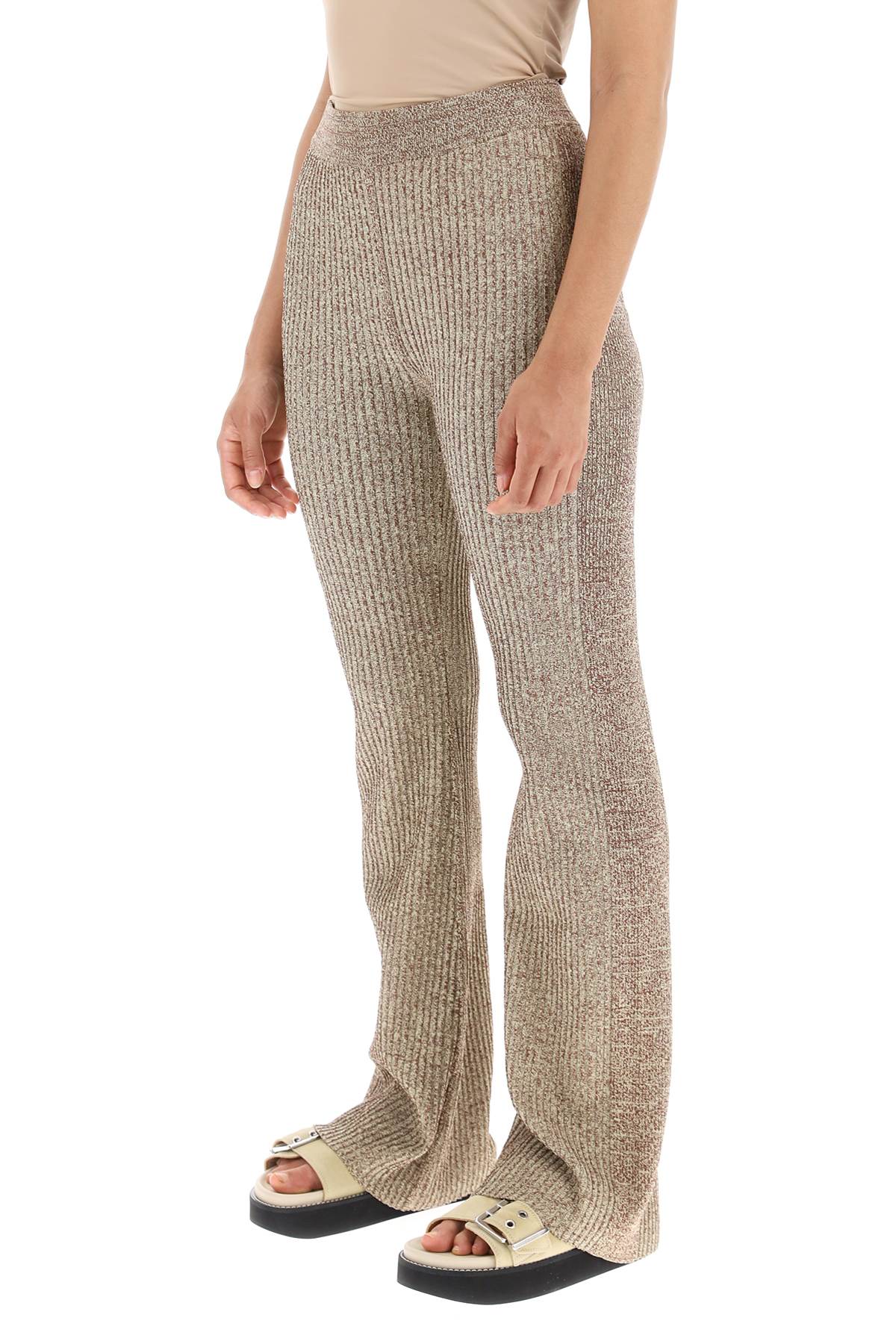 melange rib knit pants