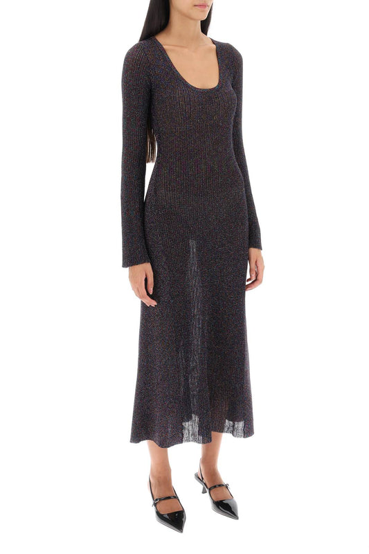 lurex-knit midi dress