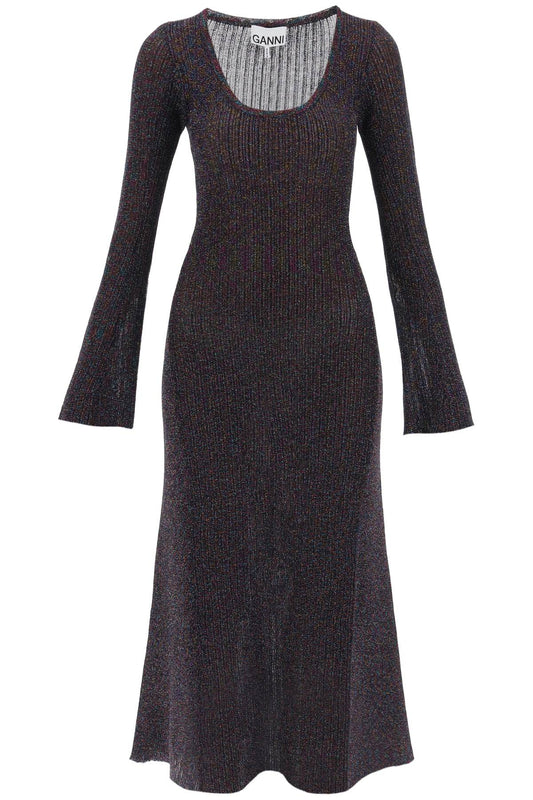 lurex-knit midi dress