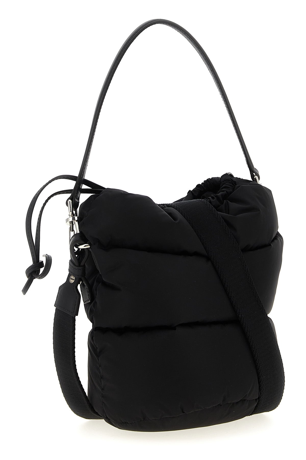 caradoc bucket bag in water-repellent padded boudin quilted nylon