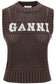 open-stitch knitted vest with logo