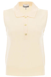 sleeveless polo shirt in wool and cashmere