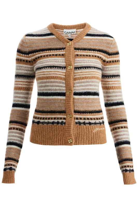 soft striped cardigan with fluffy