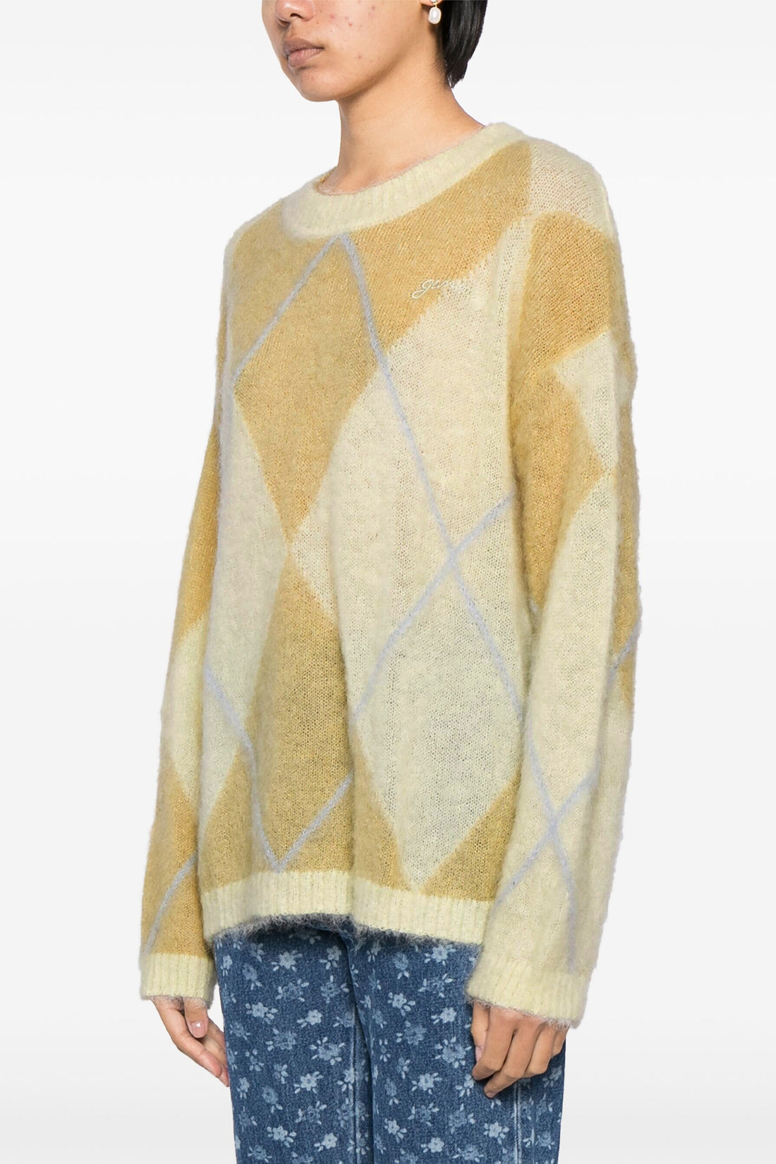 GANNI XXS-XS diamond sweater in mohair blend