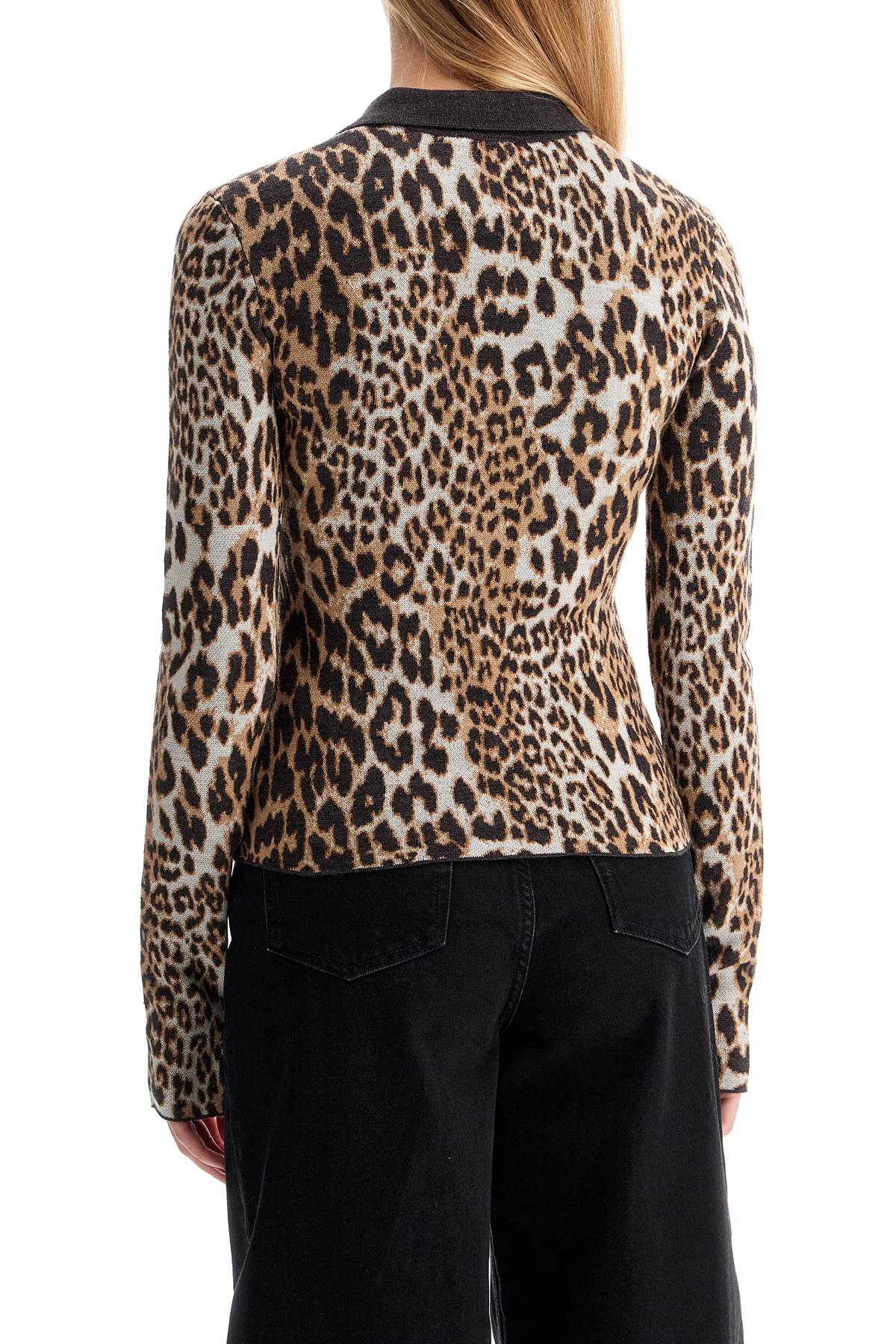 animal print jacquard knit polo