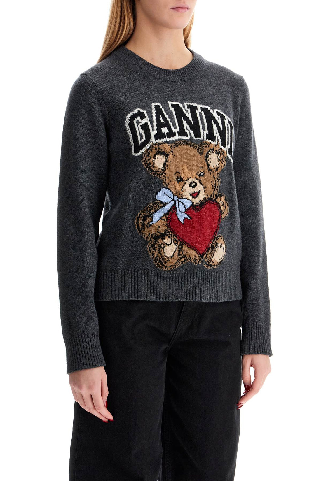 graphic bear knit pullover swe