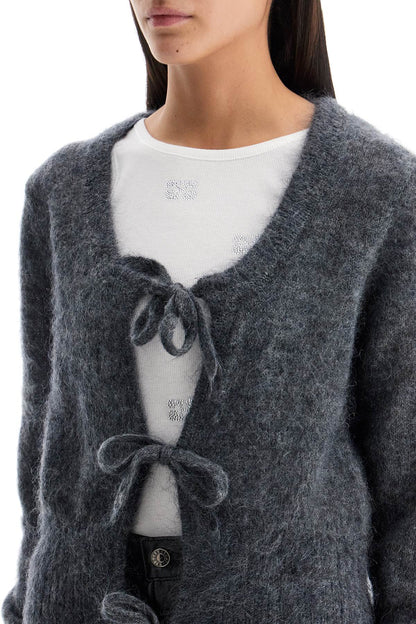 mohair cardigan with bow accents