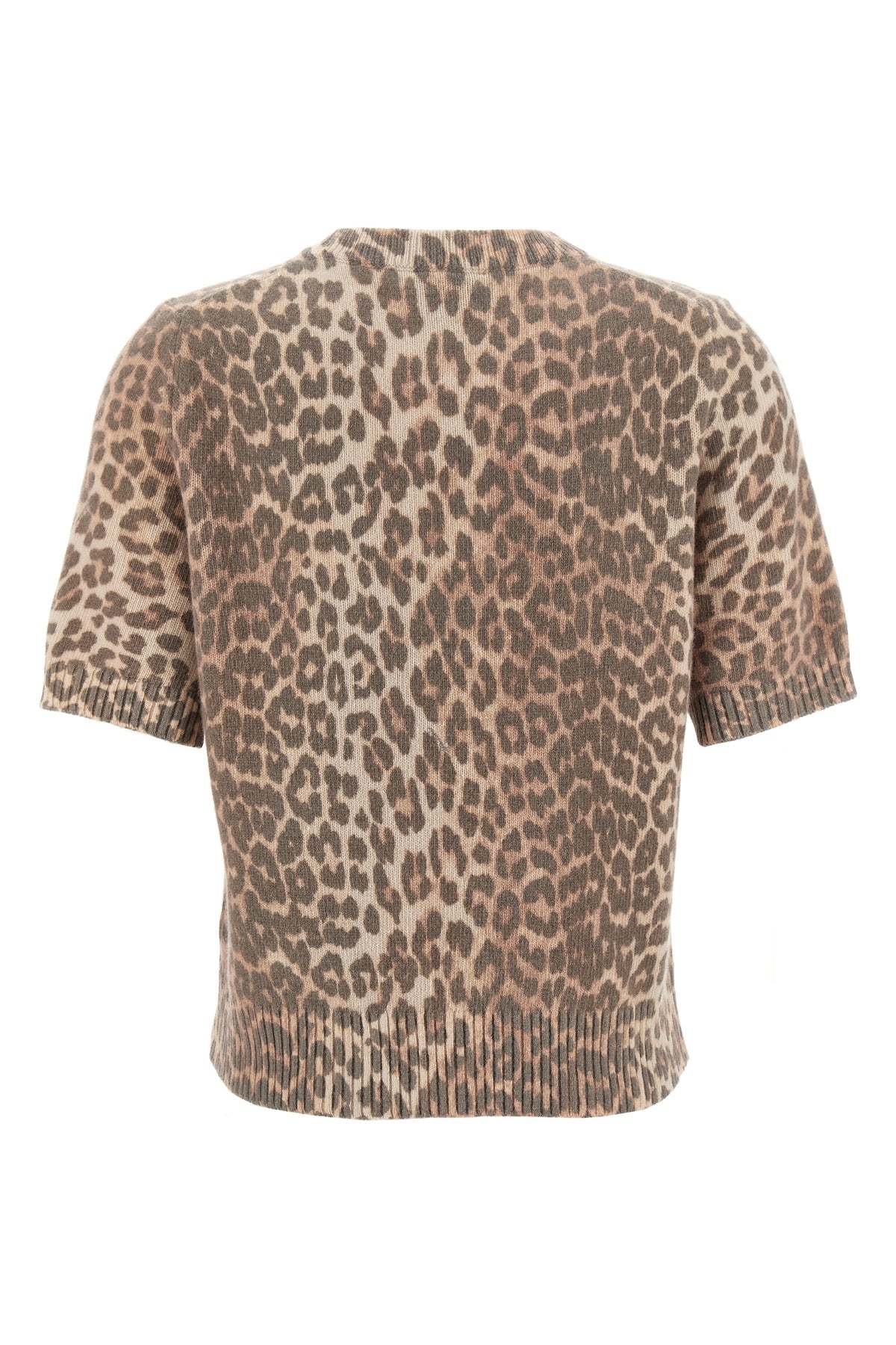 leopard wool mix leopard-patterned wool t-shirt