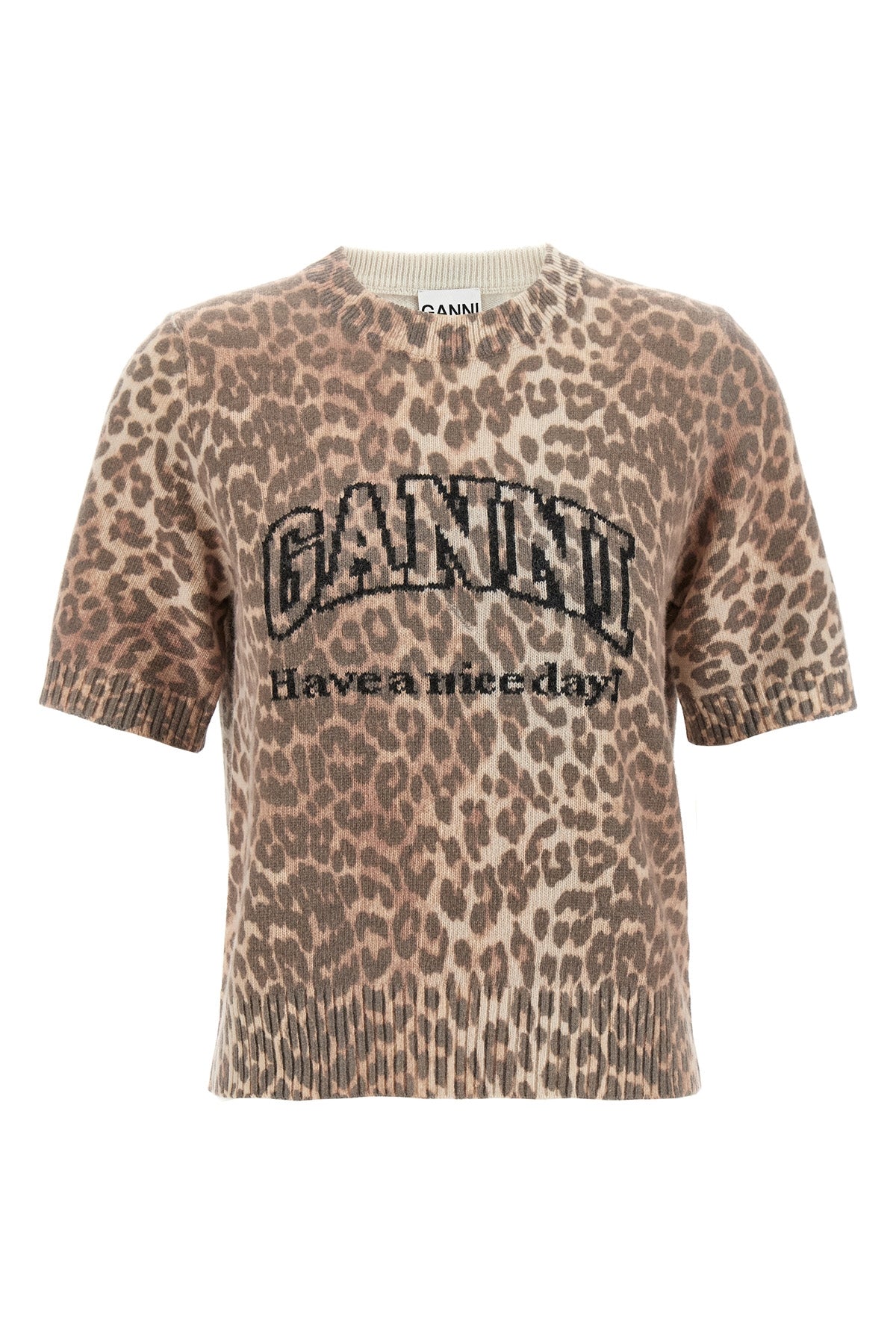 leopard wool mix leopard-patterned wool t-shirt