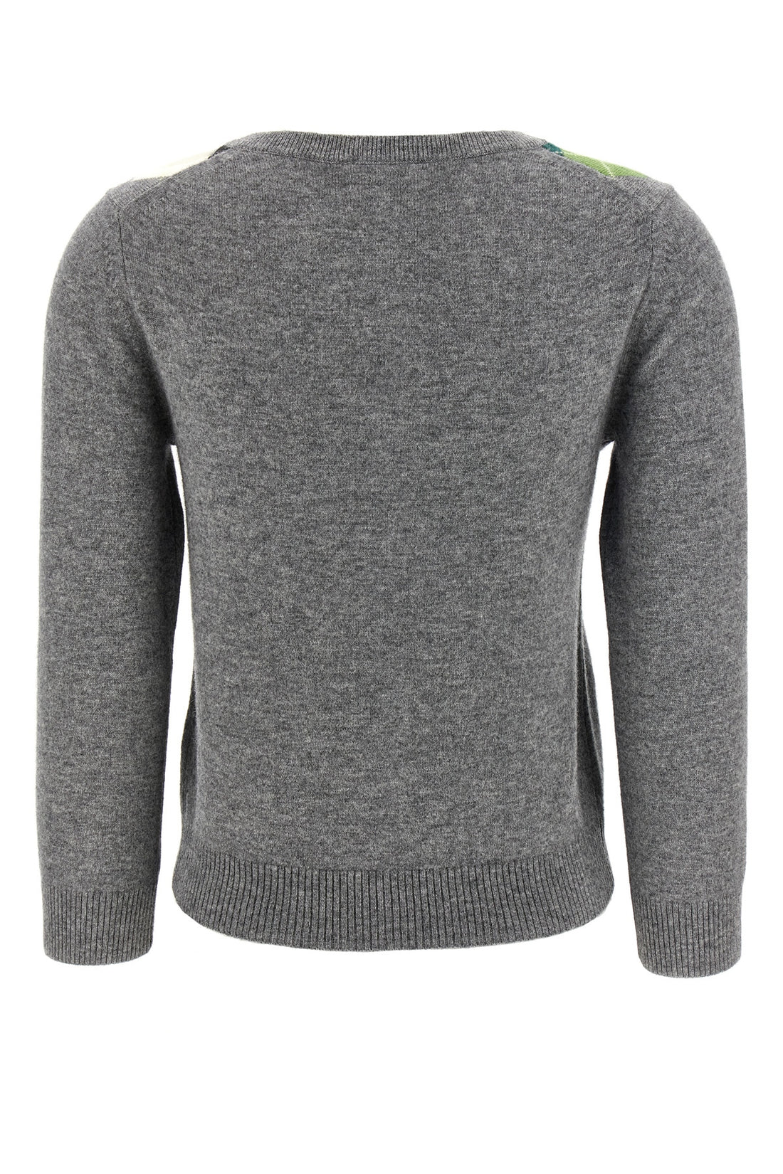 GANNI M grey check merino wool and cashmere blend cardigan