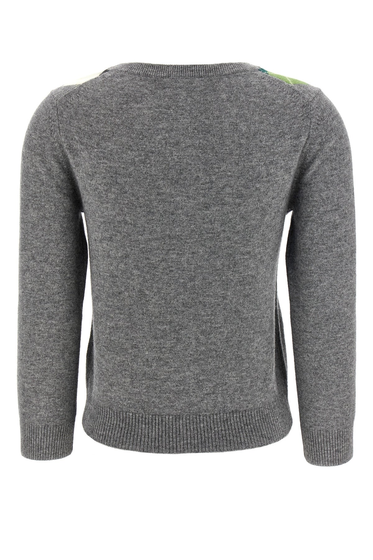 grey check merino wool and cashmere blend cardigan