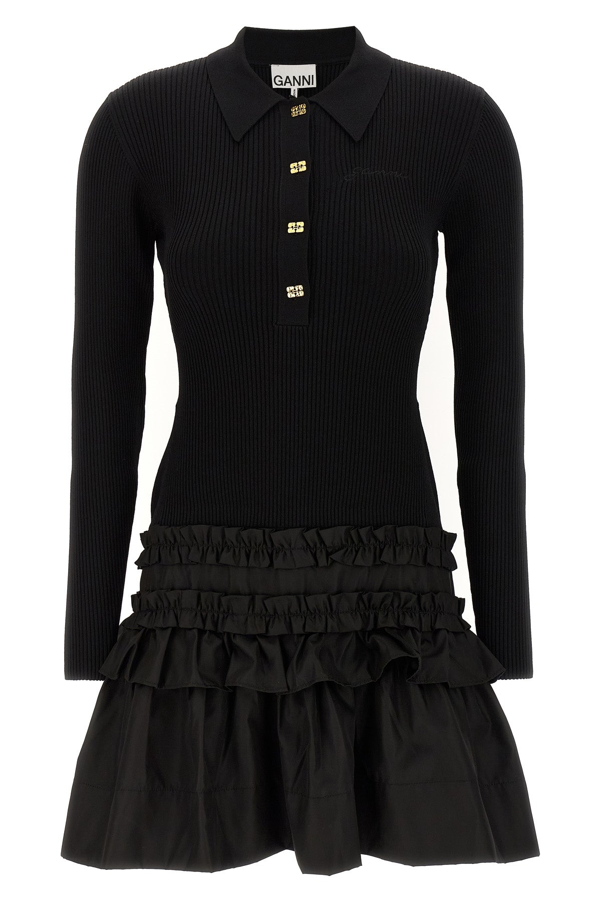 melange rib knit mini dress