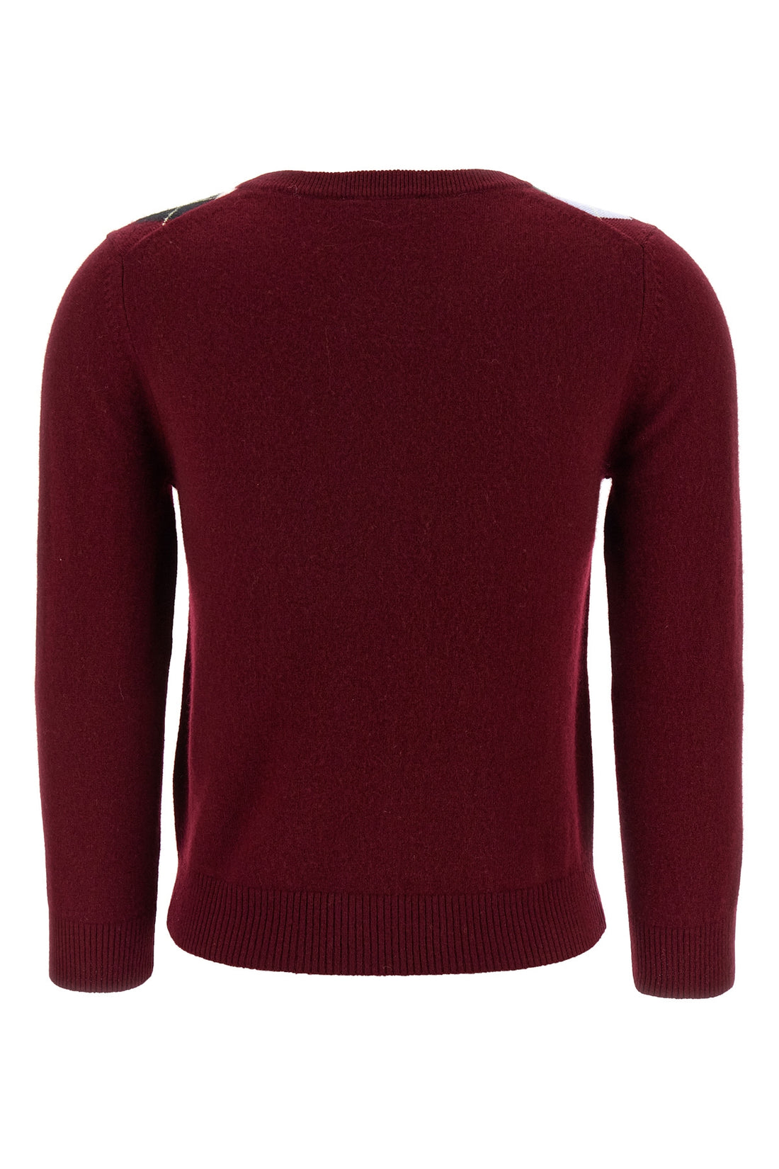 GANNI M burgundy check merino wool and cashmere blend cardigan