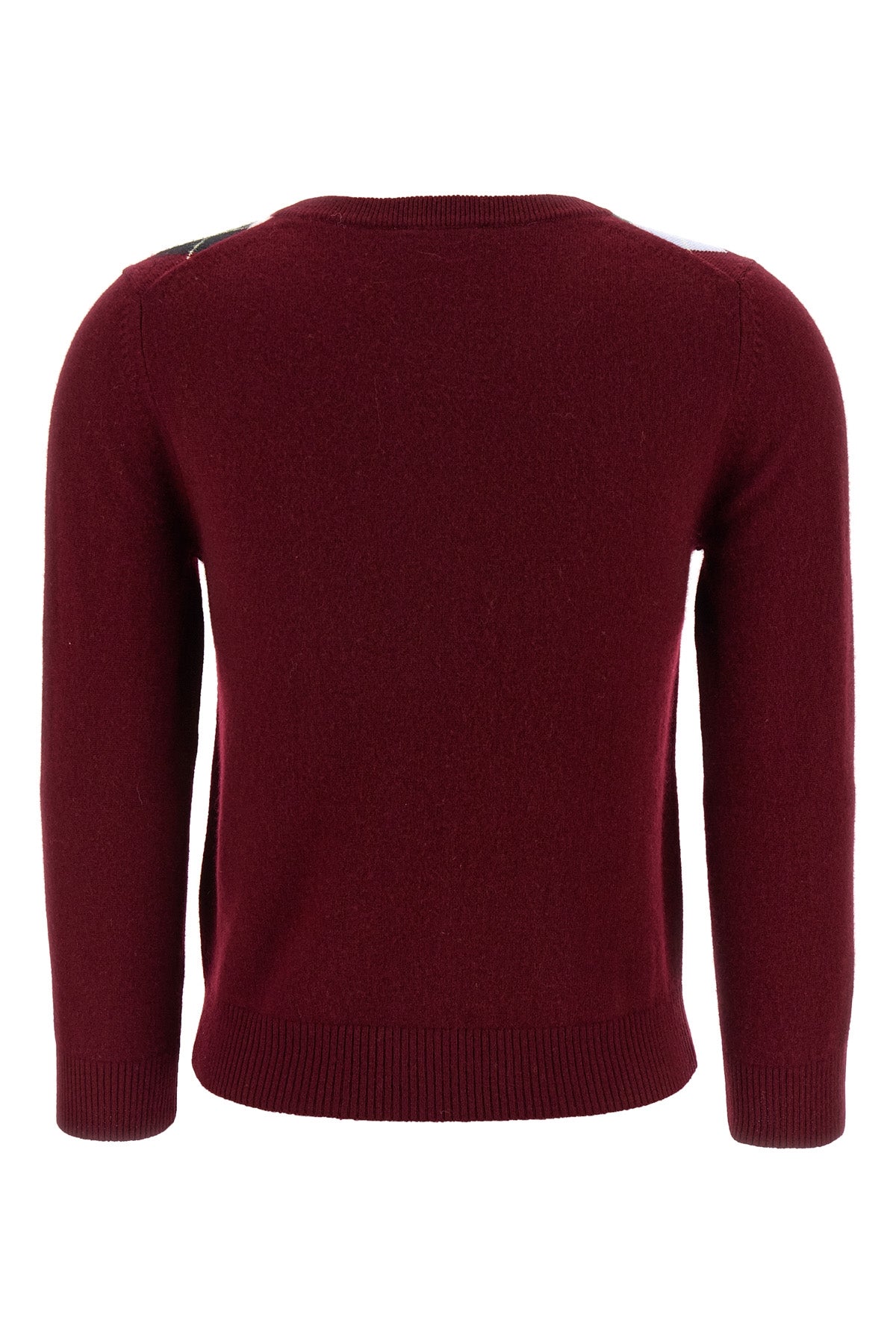 burgundy check merino wool and cashmere blend cardigan