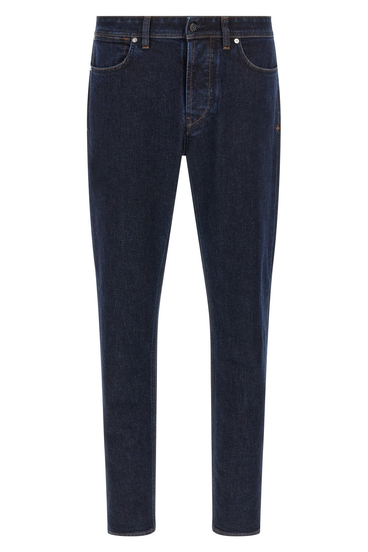 indigo denim-rinsed jeans in garment-dyed cotton denim