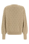 the agnona beige cashmere blend crew neck sweater stands out for its complex