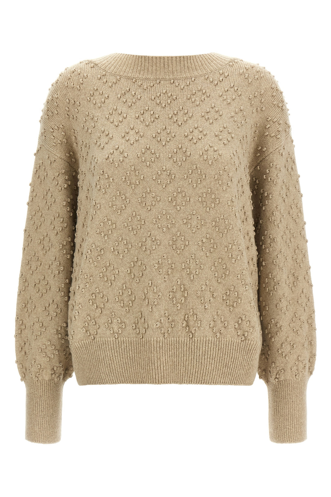 AGNONA L the agnona beige cashmere blend crew neck sweater stands out for its complex